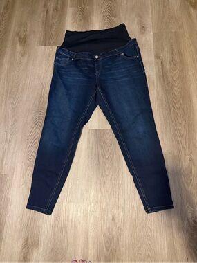 Time and Tru Dark Blue Maternity Jeggings with Black Support Panel